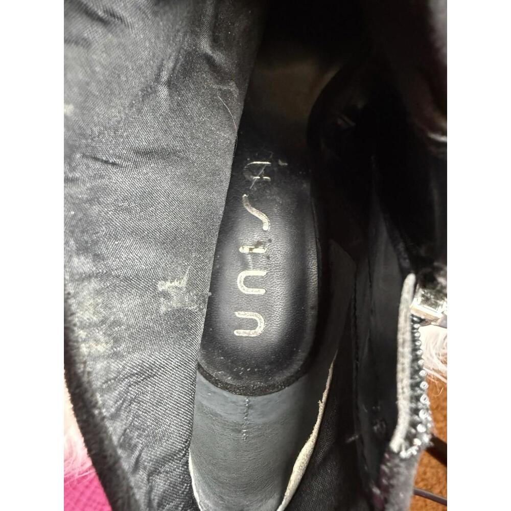 Unisa Women Black Suede Size 9 Open Toe Bootie Side Zip Office Party - Picture 6 of 6